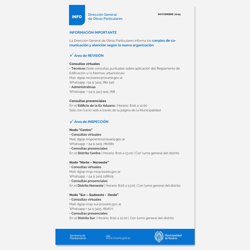 La Dirección General de Obras Particulares informa sus canales de comunicación