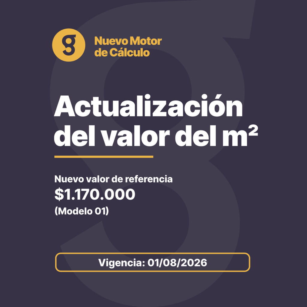 Actualización del valor del M2 a partir del 01/08/2026