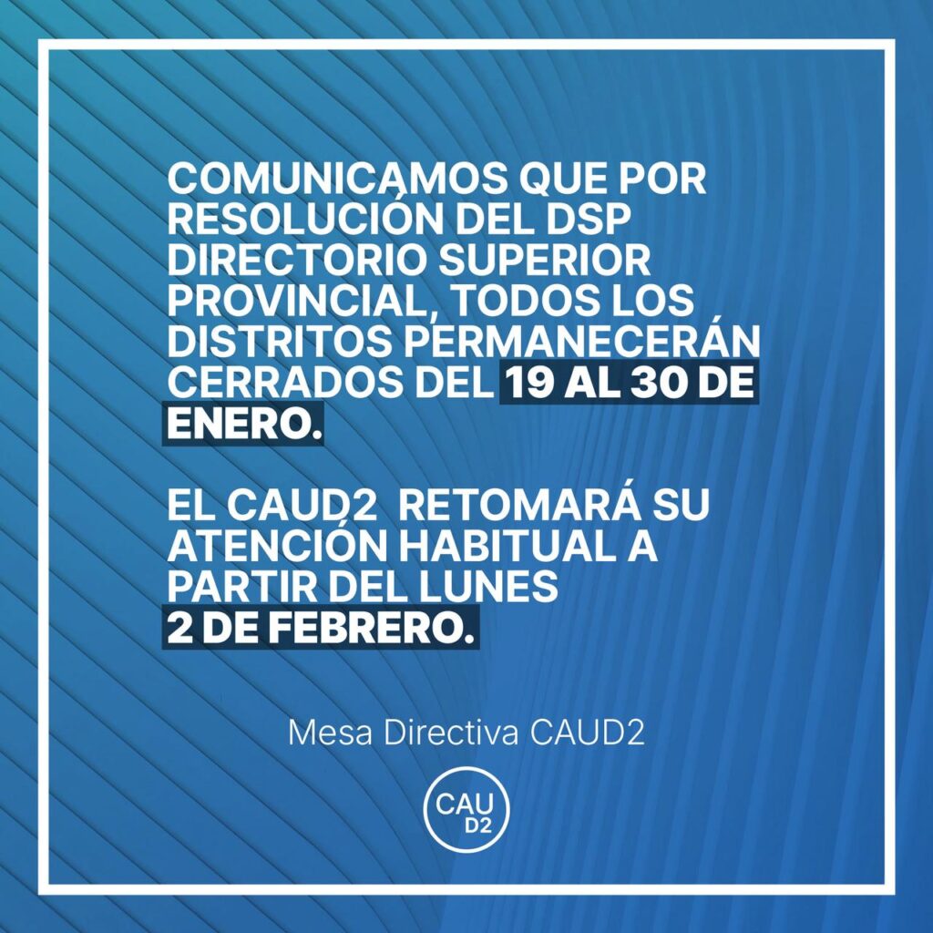 FUNCIONAMIENTO DEL CAU D2 –  19 al 30 de ENERO 2026